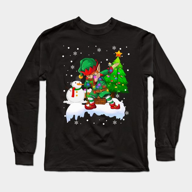 Santa Claus Dabbing Through The Snow Elf Dabbing ELF Funny Dab Dance Long Sleeve T-Shirt by springins